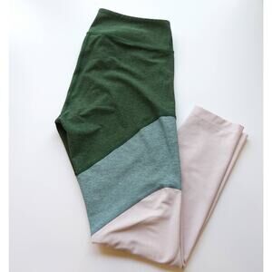 Outdoor Voices Women L Springs 7/8 Leggings Mediumweight Compression Green Pink